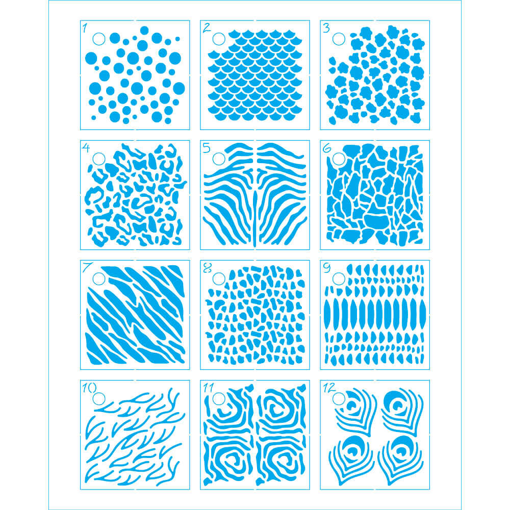 Kit Mini Stencil Litoarte STMI-038 4,5cm Estamparia 12 peças