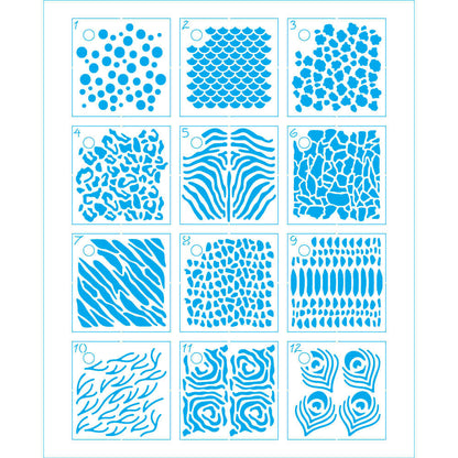 Kit Mini Stencil Litoarte STMI-038 4,5cm Estamparia 12 peças