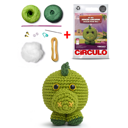 Kit Meu Primeiro Amigurumi Bicho Bola Cor 09 Dinossauro