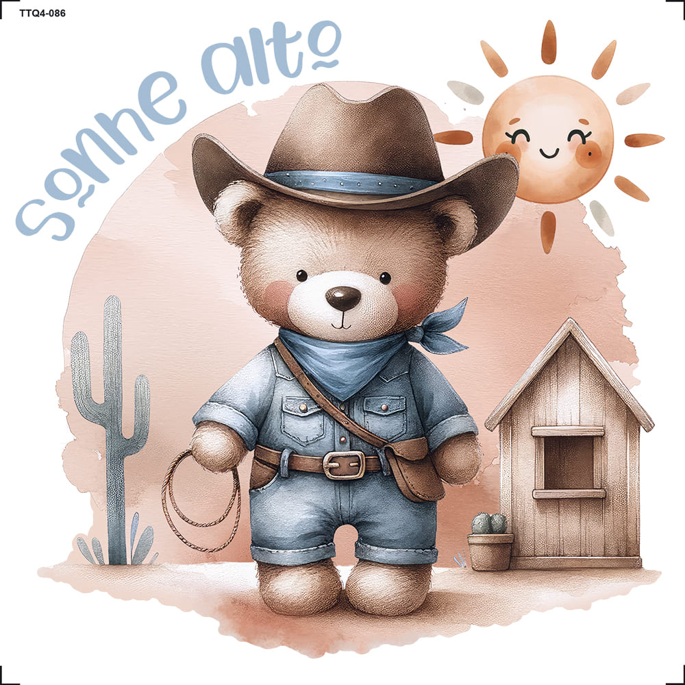 Transfer Têxtil 13,5x13,5cm TTQ4-086 Garoto Cowboy