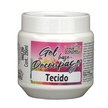 Cola Gel Base Decoupage 250ml True Colors para Tecido - Palácio da Arte