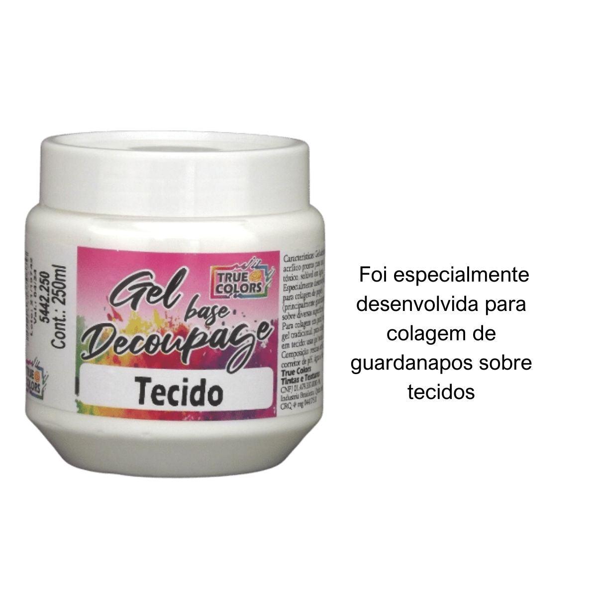 Cola Gel Base Decoupage 250ml True Colors para Tecido - Palácio da Arte