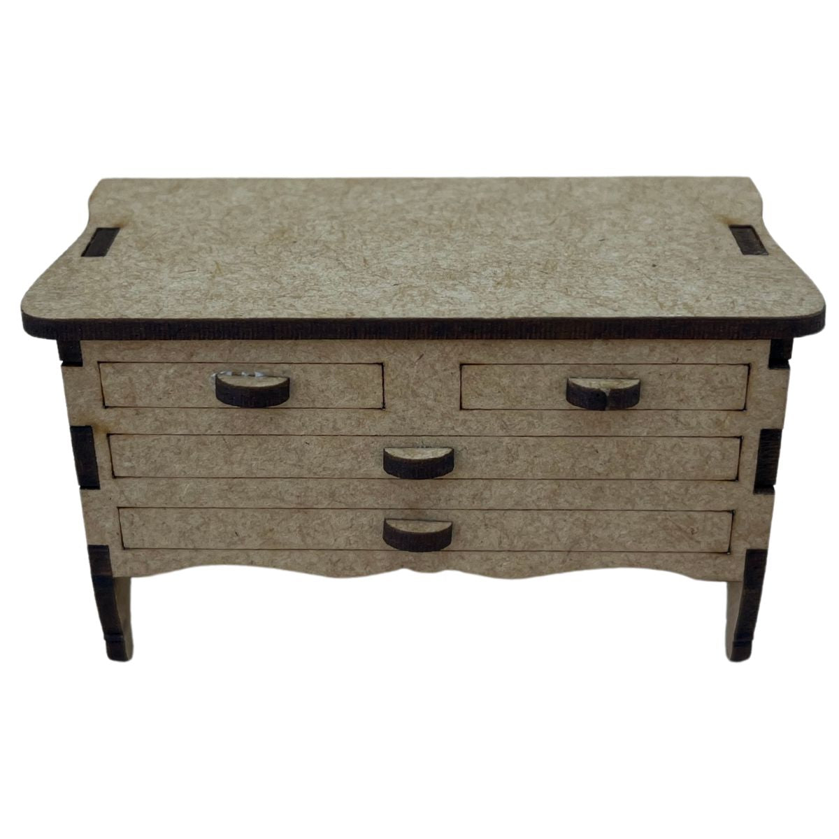Cômoda com 4 Gavetas Clássica 9x5x4,5cm Miniatura em MDF - Palácio da Arte