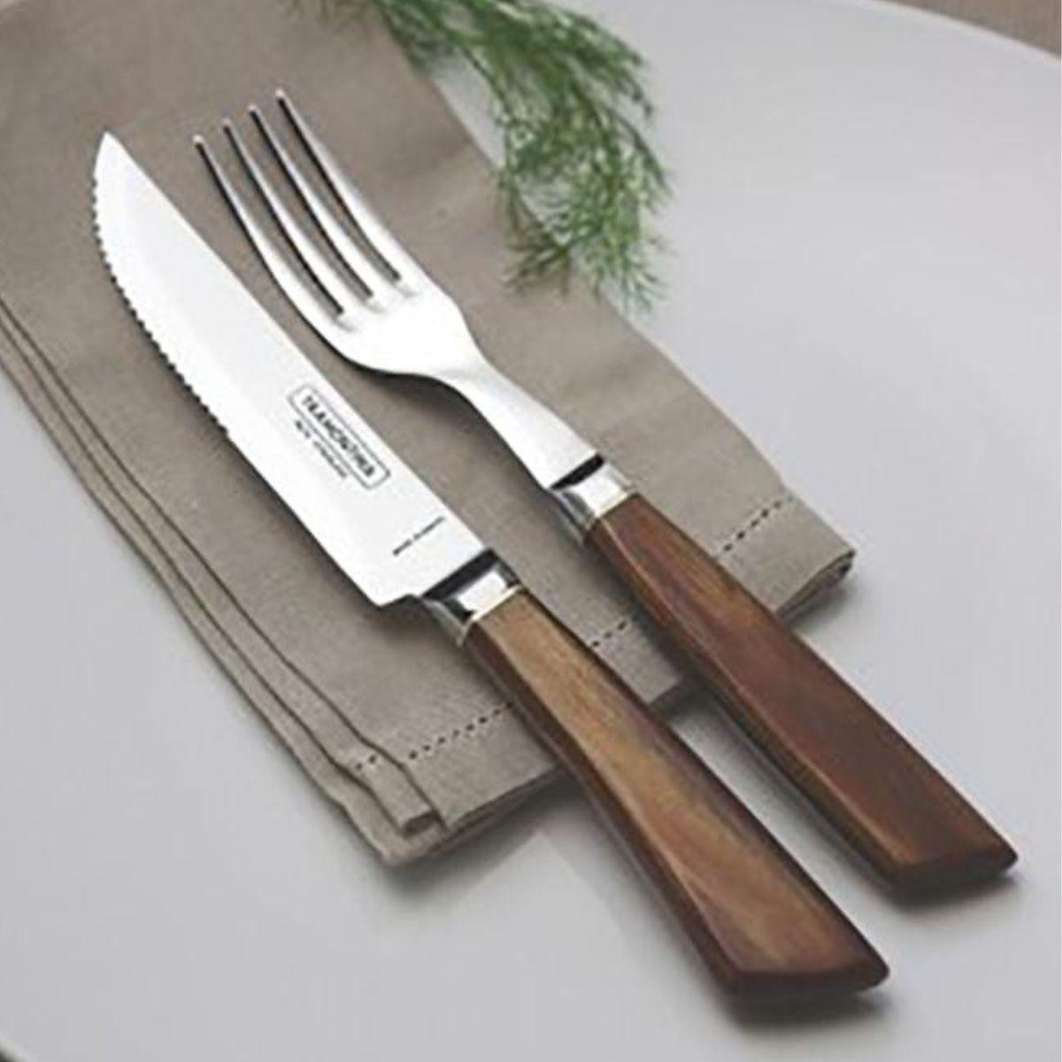 Conjunto Garfos Jumbo 5" Churrasco Inox 4pçs Polywood Tramontina Natural 21599/457 - Palácio da Arte