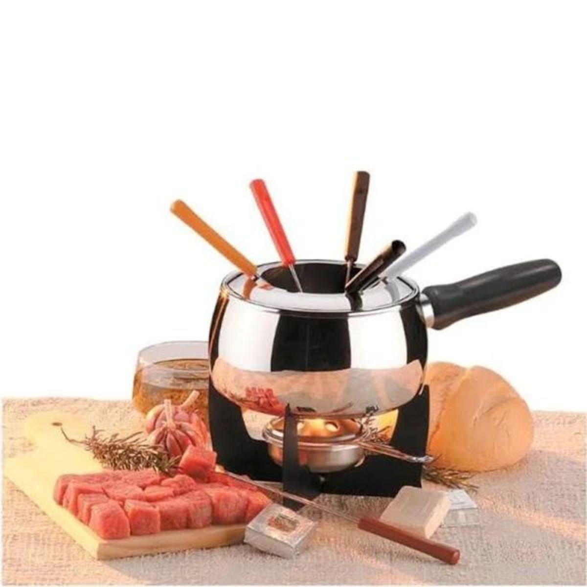 Conjunto para Fondue 11 peças Brinox Inox e Preto 1241/116 - Palácio da Arte