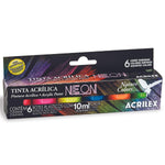 Conjunto Tinta Acrílica Neon Nature Colors Acrilex Efeito Fluorescente 6 cores 10ml cada - Palácio da Arte