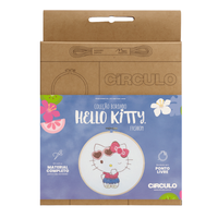 Kit Bordado Ponto Livre Hello Kitty Círculo Cor 01 Fashion