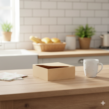 Porta Guardanapos em MDF Caixa Onda 14x14x6cm