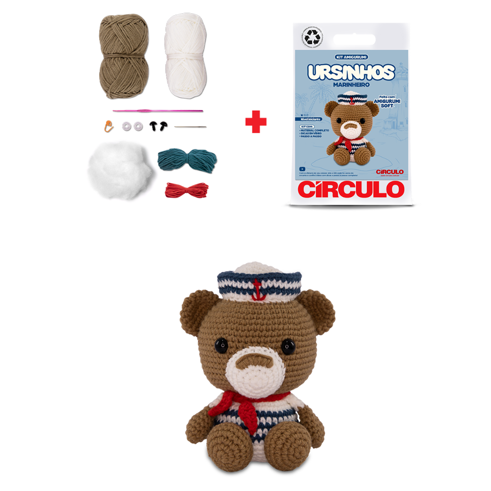 Kit Amigurumi Ursinhos Soft Círculo Cor 03 Marinheiro