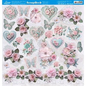 Papel Scrapbook Litoarte SD-1390 Chabby Chic 30,5x30,5cm
