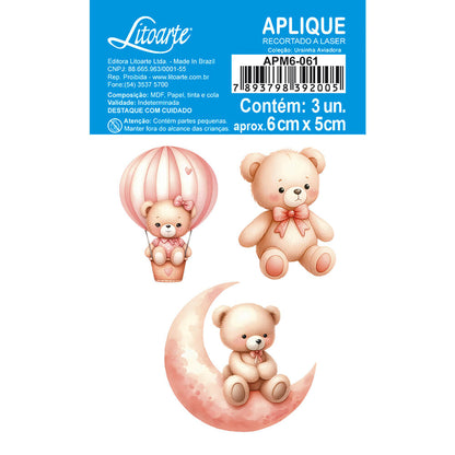 Aplique Litoarte APM6-061 6cm Ursinha Aviadora