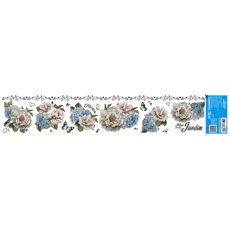 Transfer Têxtil Litoarte 45x9 TTB6-001 Barrado Magnólia e Hortência