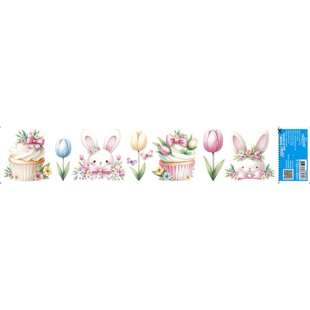 Transfer Têxtil 45x9,5cm TTB6P-002 Páscoa Coelhos Cupcake