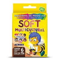 Massinha de Modelar Soft Multicultural Acrilex 90g com 6 unidades