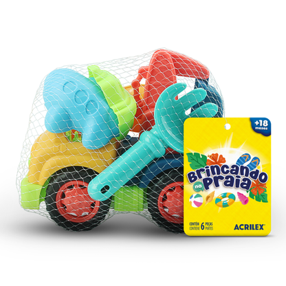 Brinquedo Caminhão Escavadeira Acrilex 18x13x11cm 6 peças