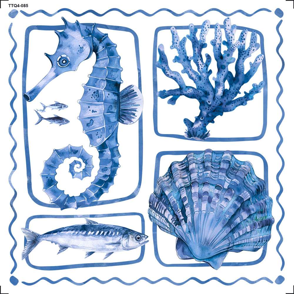 Transfer Têxtil 13,5x13,5cm TTQ4-085 Fundo do Mar