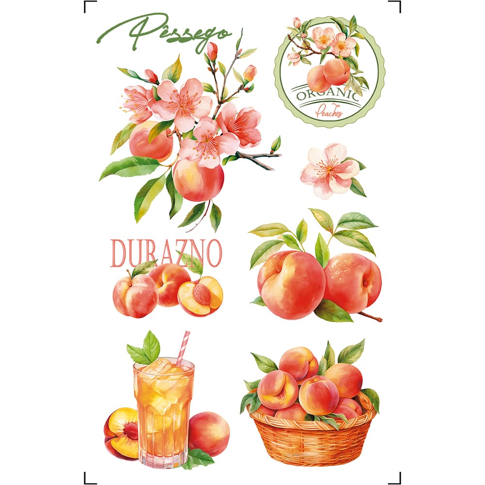 Transfer de Imagem Litoarte 9,8x15cm TIS-100 Fruta Pêssegos
