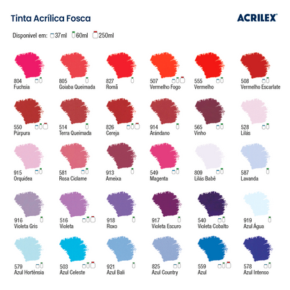 Tinta Acrílica Fosca Acrilex 37ml Nature Colors Alta Cobertura
