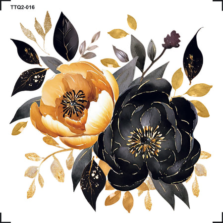 Transfer Têxtil 8x8cm TTQ2-016 Flores Douradas