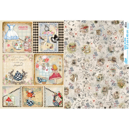 Papel Seda Litoarte PSL-066 Alice País das Maravilhas 67,5x46cm