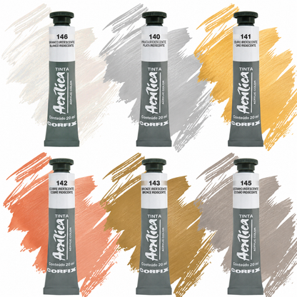 Tinta Acrílica Metálica Corfix Bisnaga 20ml