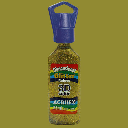 Dimensional Relevo Glitter Acrilex 3D Color 35ml - Palácio da Arte