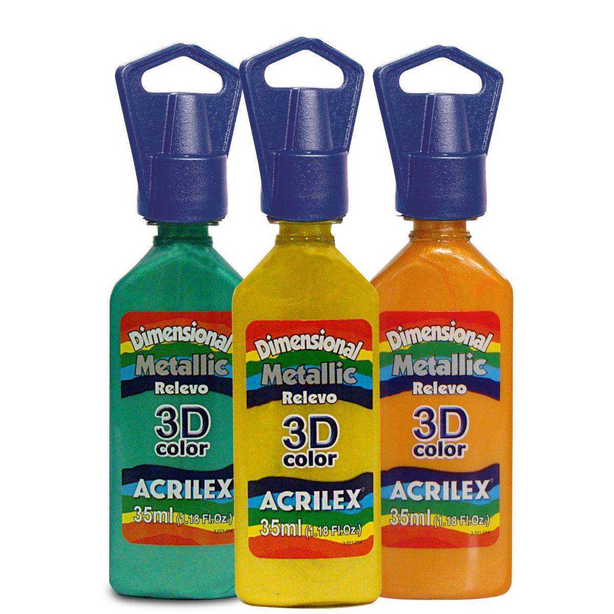 Dimensional Relevo Metallic Acrilex 3D Color 35ml - Palácio da Arte