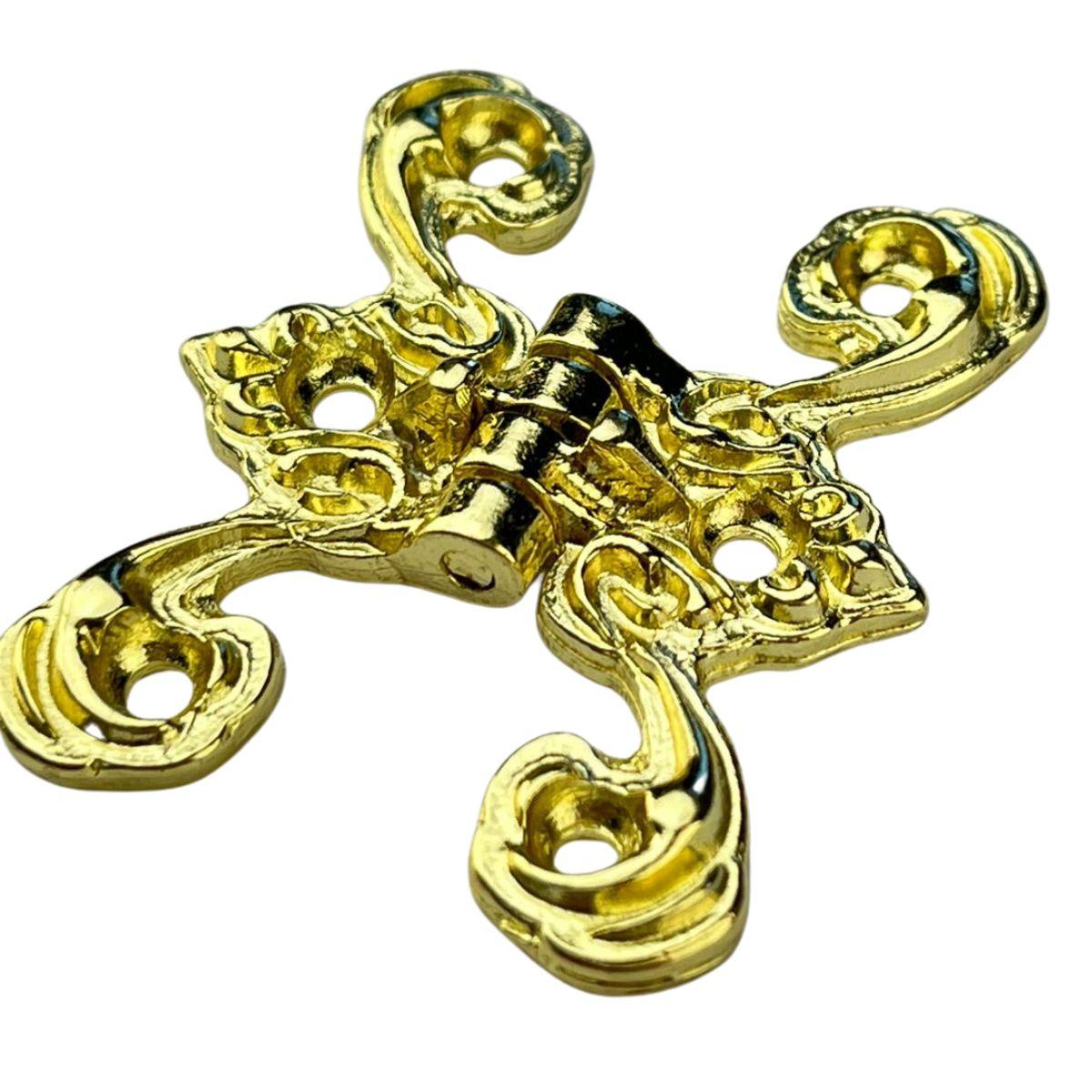 Dobradiça Borboleta Colonial M em Metal Dourado 4,1x3,3cm Kit com 2 peças - Palácio da Arte