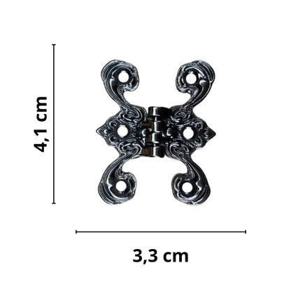Dobradiça Borboleta Colonial M em Metal Grafite 4,1x3,3cm Kit com 2 peças - Palácio da Arte