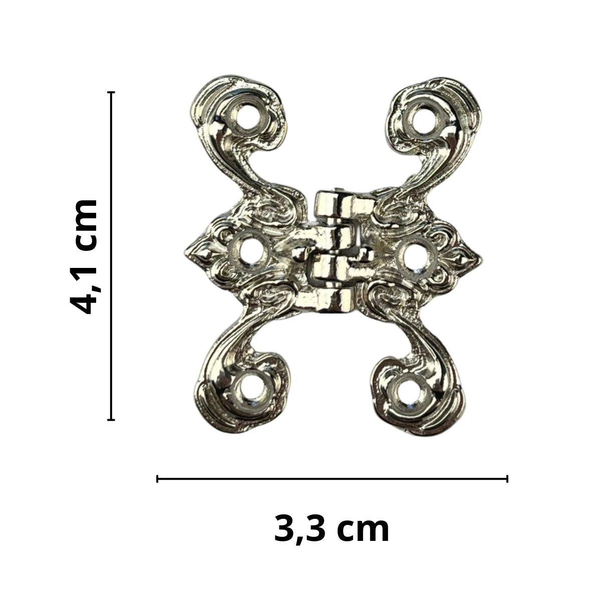 Dobradiça Borboleta Colonial M em Metal Niquel 4,1x3,3cm Kit com 2 peças - Palácio da Arte