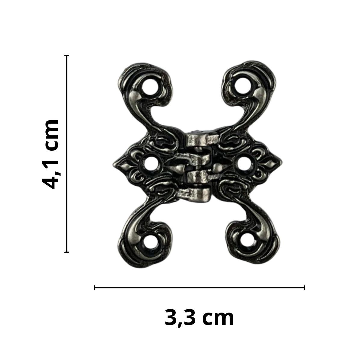 Dobradiça Borboleta Colonial M em Metal Prata Velho 4,1x3,3cm Kit com 2 Peças - Palácio da Arte