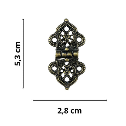 Dobradiça Indiana em Metal Ouro Velho 2,8x5,3cm Kit com 2 peças - Palácio da Arte