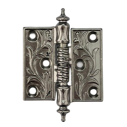 Dobradiça Reta Folhagem M em Metal Niquel 4,5x3,3cm Kit com 2 peças - Palácio da Arte