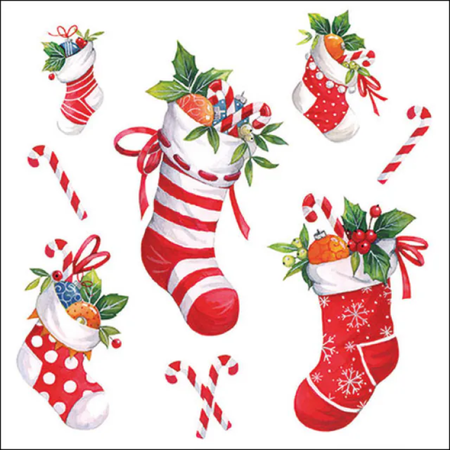 Guardanapo de Papel Decoupage 33x33 33320200 Natal X-mas Stockings White