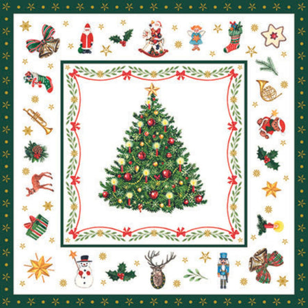 Guardanapo de Papel Decoupage 33x33 Natal Christmas Evergreen White 33314515