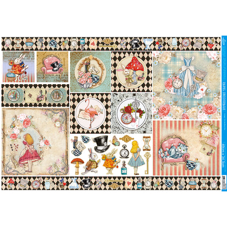 Papel Decoupage Litoarte PD-1103 Alice País das Maravilhas 49x34cm