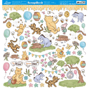 Papel Scrapbook Litoarte SD-1374 Urso Doce Mel 30,5x30,5cm