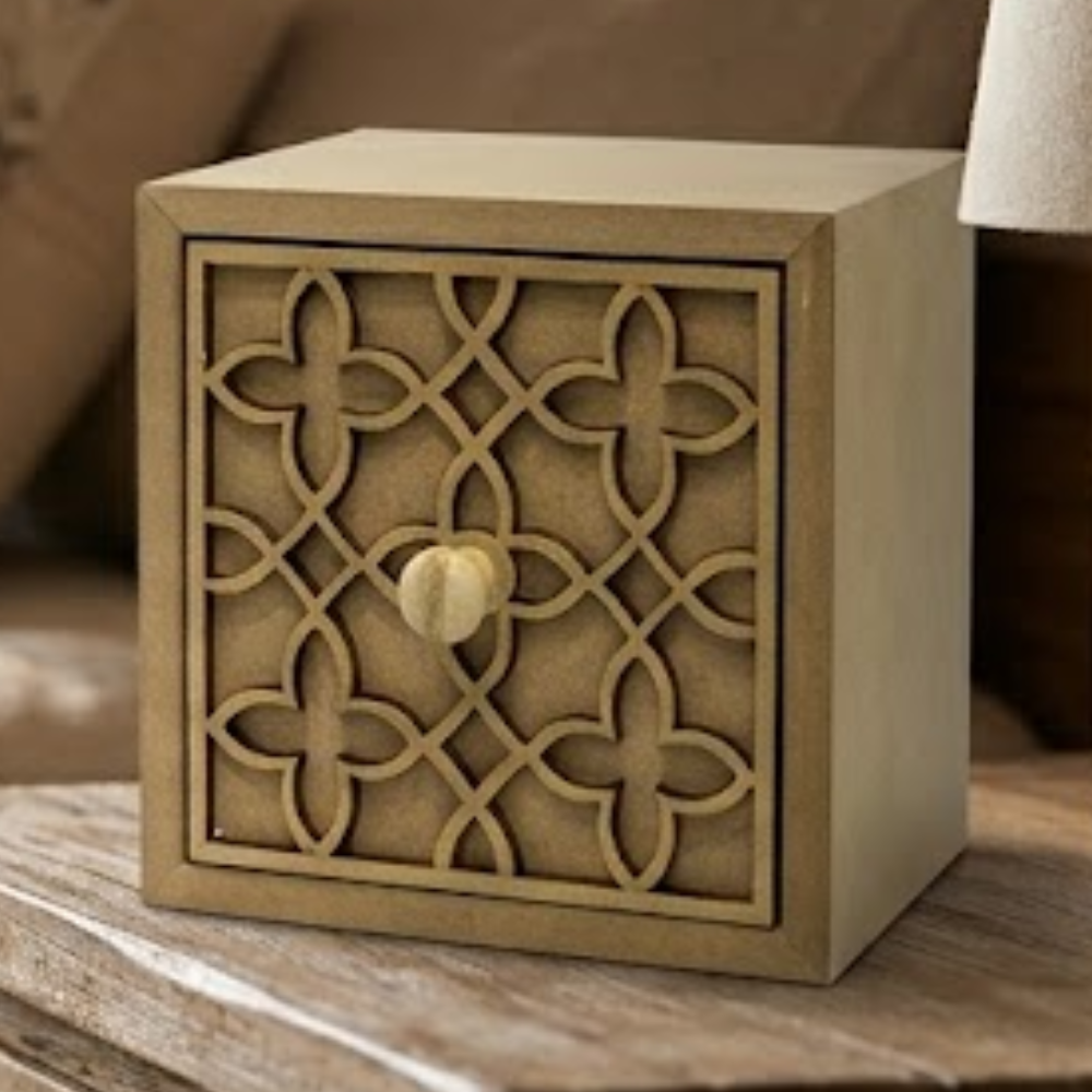 Mini Cômoda em MDF 1 Gaveta Arabesco 12x12x11cm