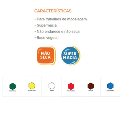 Massinha de Modelar Plastilex Acrilex 90g com 6 Unidades