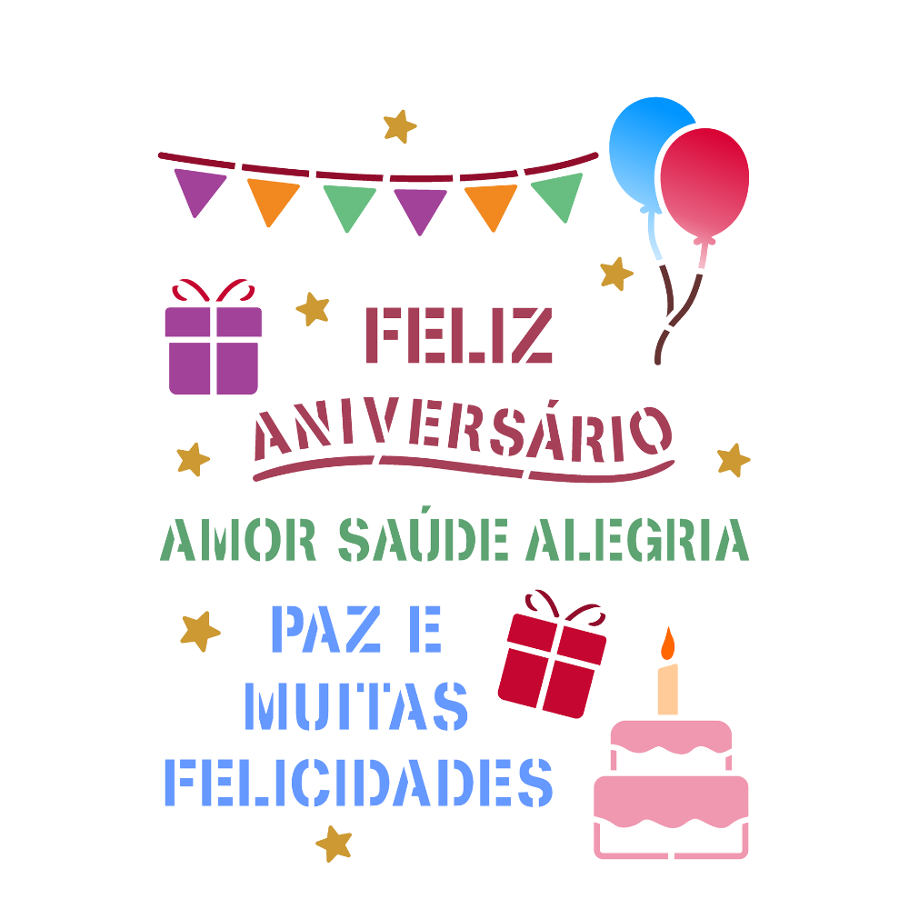 Stencil OPA 15x20 3771 Feliz Aniversário