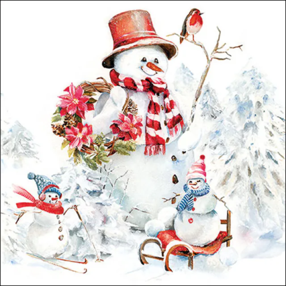 Guardanapo de Papel Decoupage 33x33 33320095 Natal Sporty Snowmen
