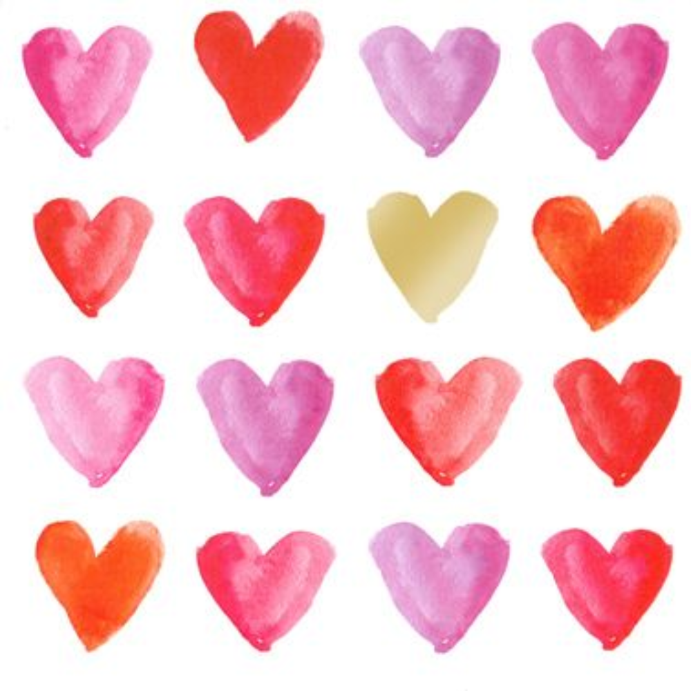Guardanapo de Papel Decoupage 33x33 PPD Aquarell Hearts Gold 1332813