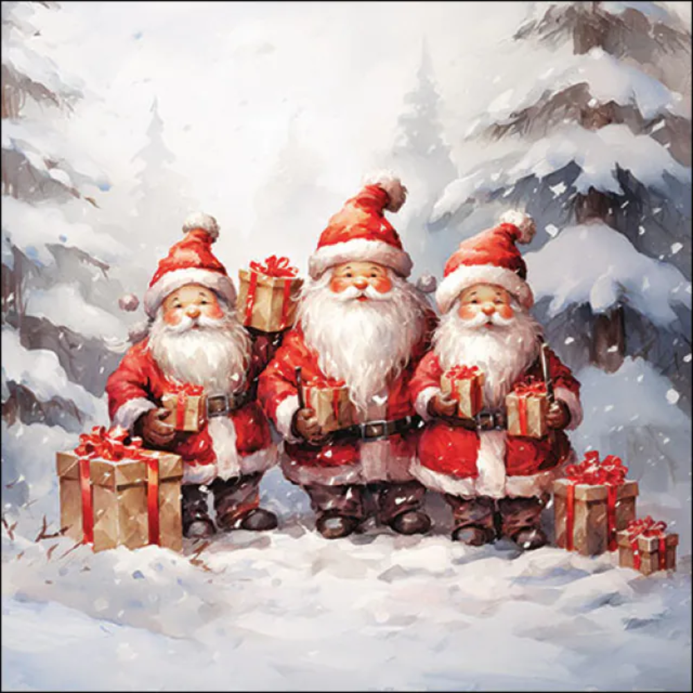 Guardanapo de Papel Decoupage 33x33 33320050 Natal Santa Triplets