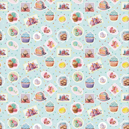 Estampa Adesiva ESTA-002 Doces Fundo Azul 32X45cm - Palácio da Arte
