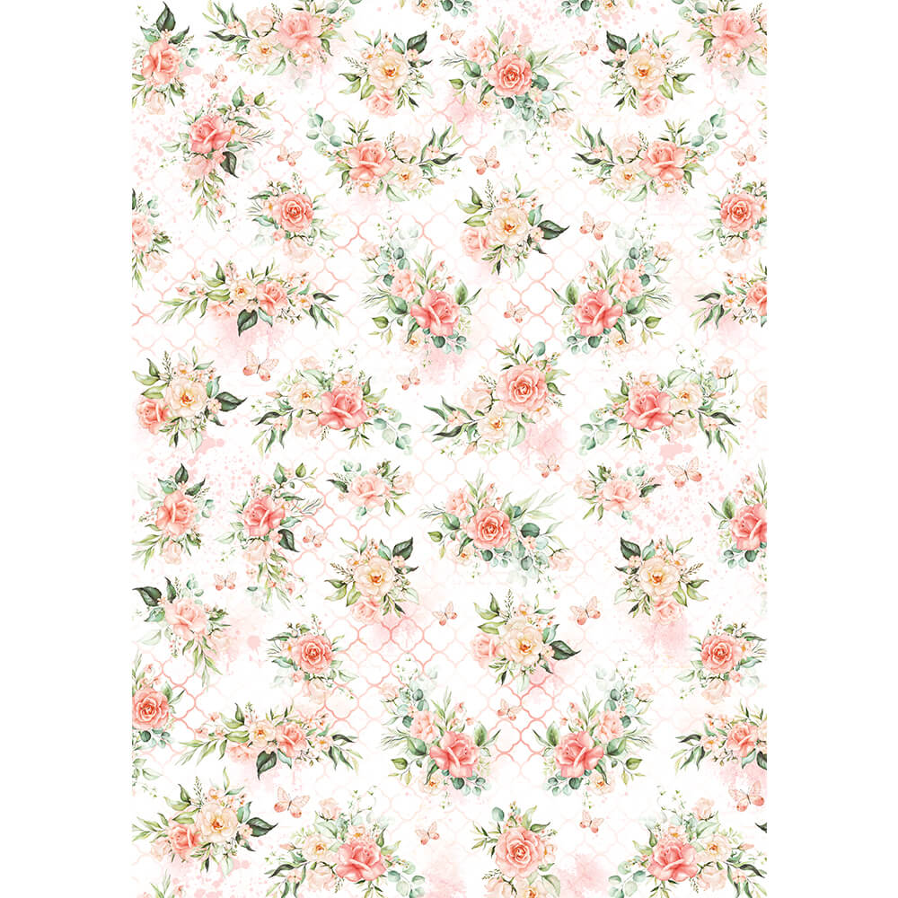 Estampa Adesiva Litoarte ESTA1-001 Rosas com Borboleta 32x45cm - Palácio da Arte
