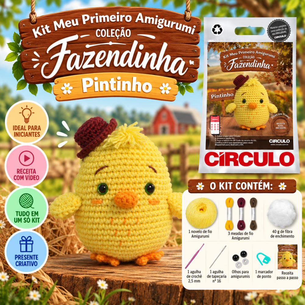 Kit Amigurumi Fazendinha Círculo Cor 03 Pintinho