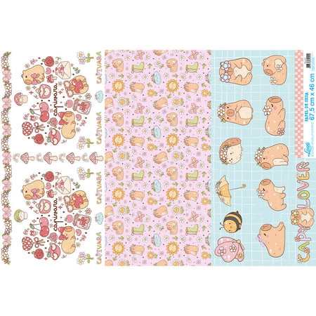 Papel Seda Litoarte PSL-074 Capivara 67,5x46cm