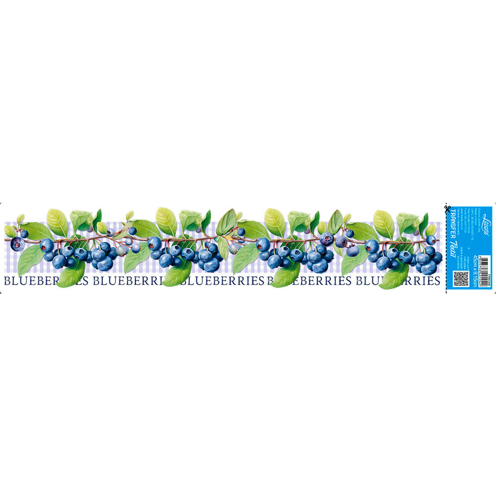 Transfer Têxtil Litoarte 45x9cm TTB6-028 Barrado Blueberries