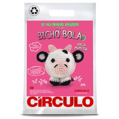Kit Meu Primeiro Amigurumi Bicho Bola 2 Cor 05 Vaca Mimosa