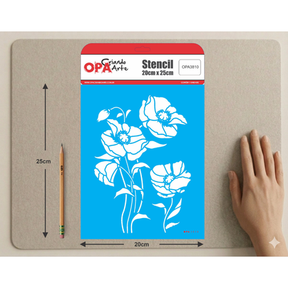 Stencil OPA 20x25 3810 Flor Papoulas I